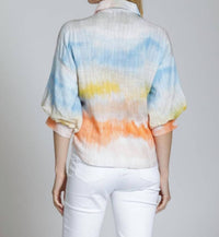 Apny - Watercolor Stripe Blouson Sleeve Top