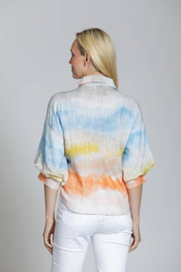 Apny - Watercolor Stripe Blouson Sleeve Top
