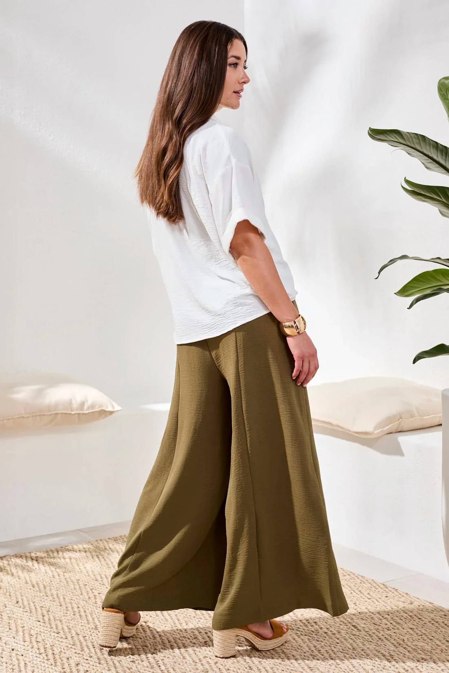 Tribal - Aven Airflow Pleated Pants With Elastic Waistband