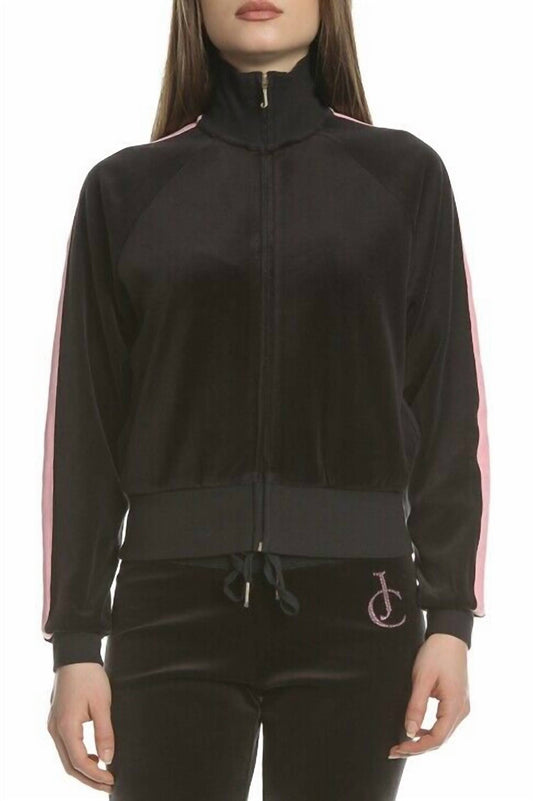 Juicy Couture - Crystal Embroidered Crop Zip Up Track Jacket