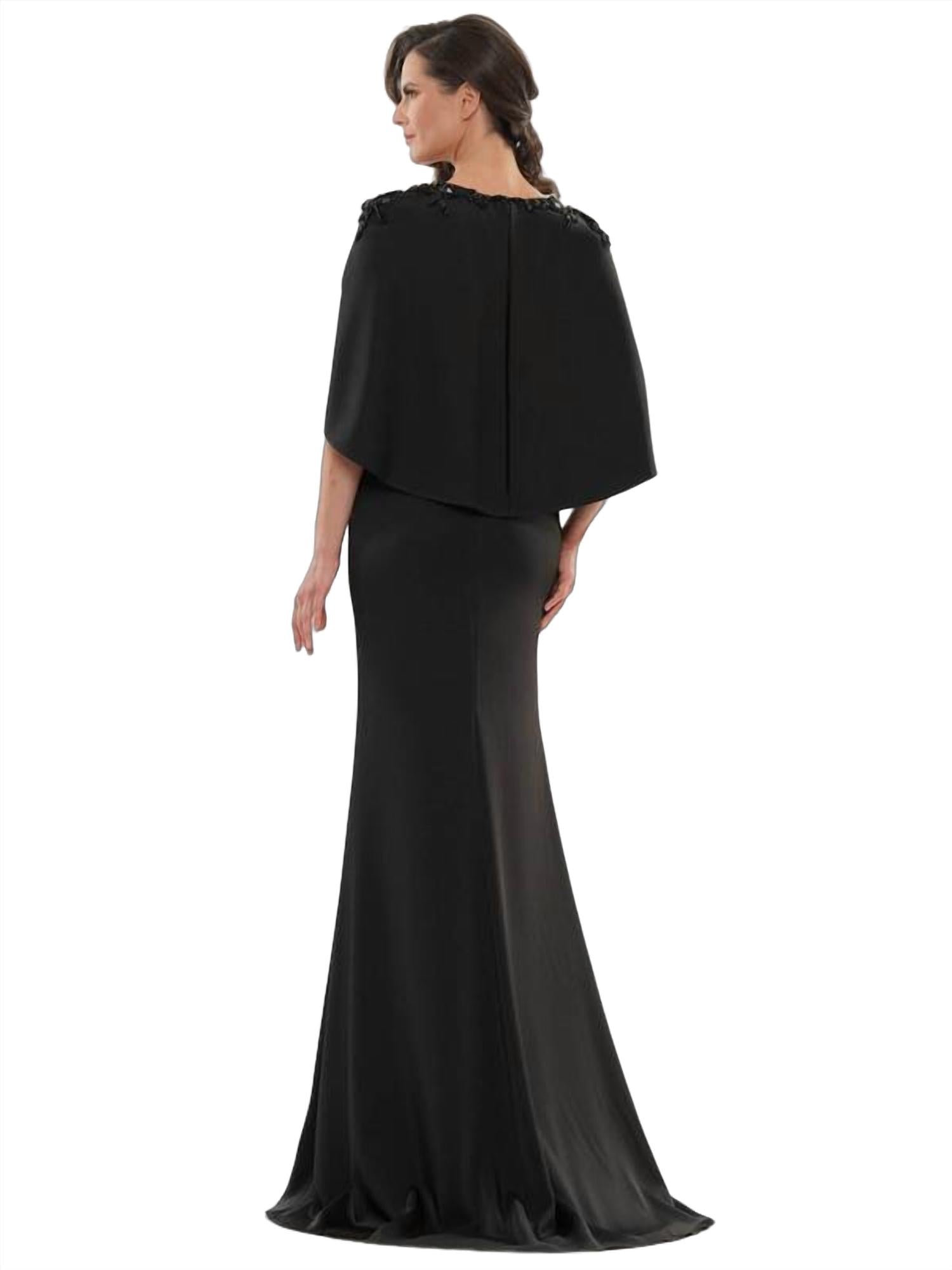 Marsoni By Colors - Beaded Shoulder Cape Evening Gown