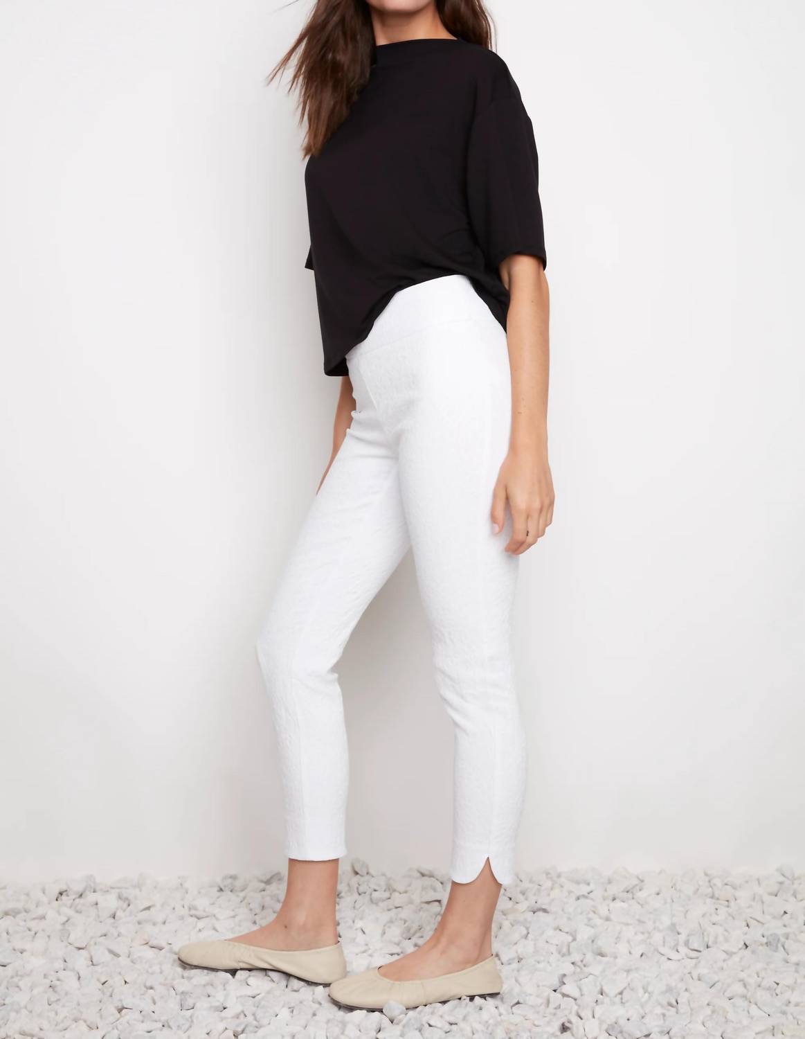Up! - Loom Textured Petal Slit Ankle Pant