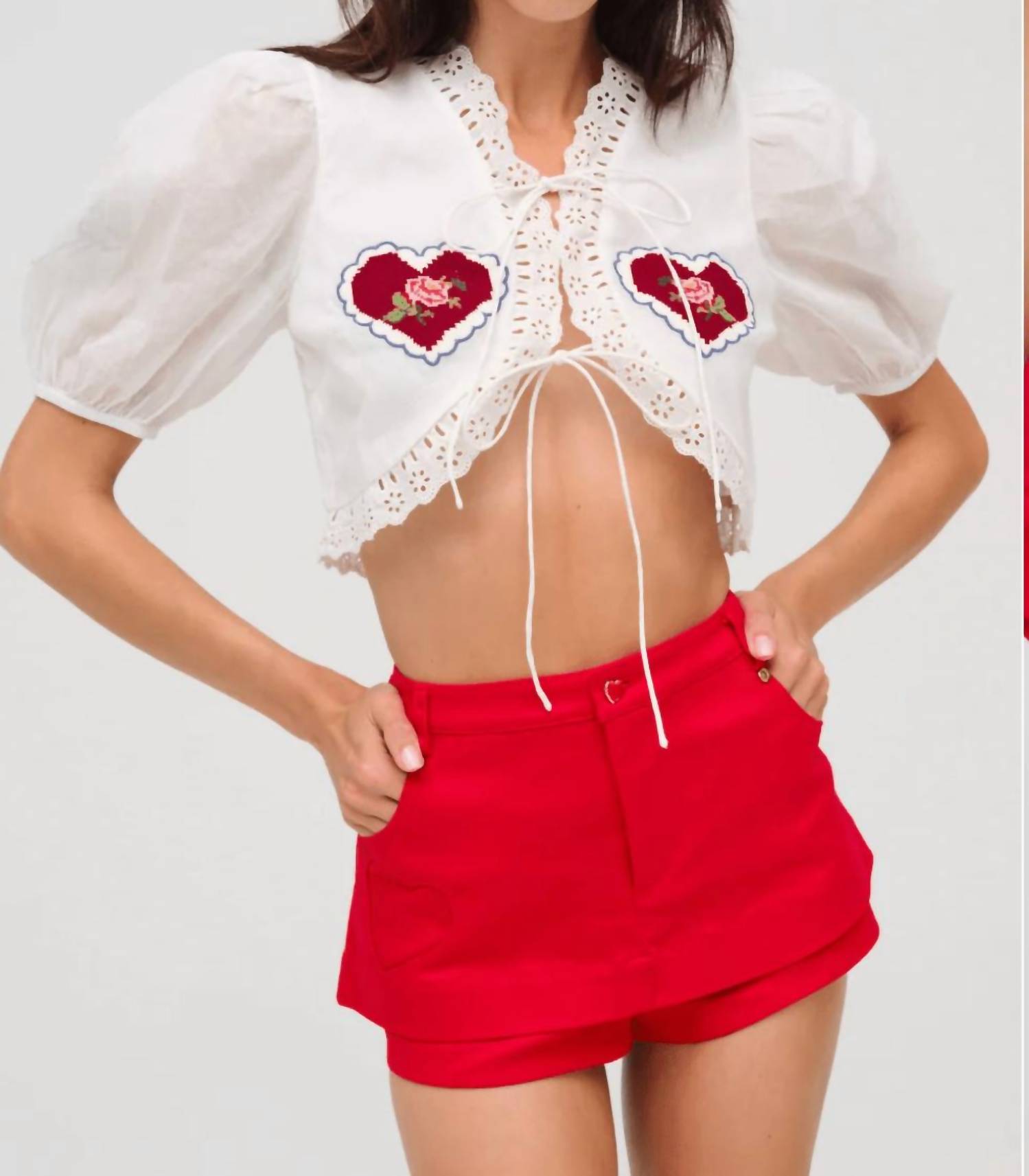 For Love & Lemons - Lipstick Denim Mini Skort