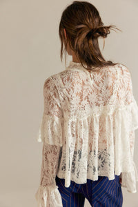 Free People Lilabeth Lace Top in clean ivory - women's blouse - alternate view