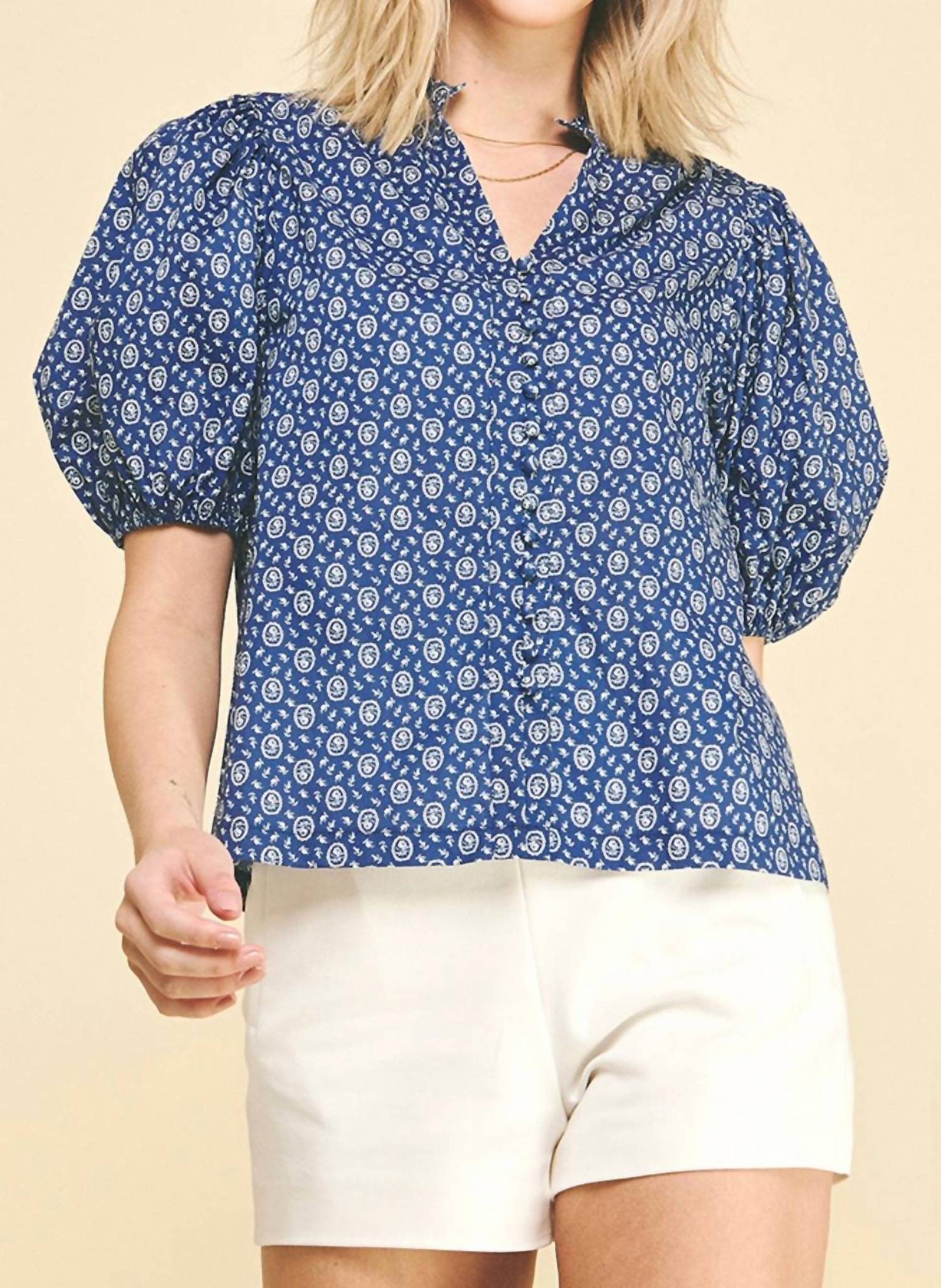 Pinch - Floral Print Button Top