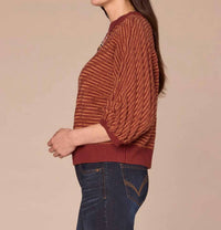 Democracy - 3/4 Dolman Sleeve Banded Hem Bias Stitch Sweater