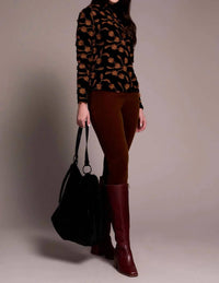 Tribal - Eliza Embellished Velvet Mock Neck Top