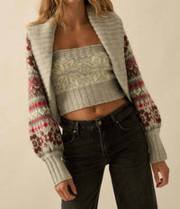 Promesa - Alpine-Knit Shrug Cardigan and Tube Top Set