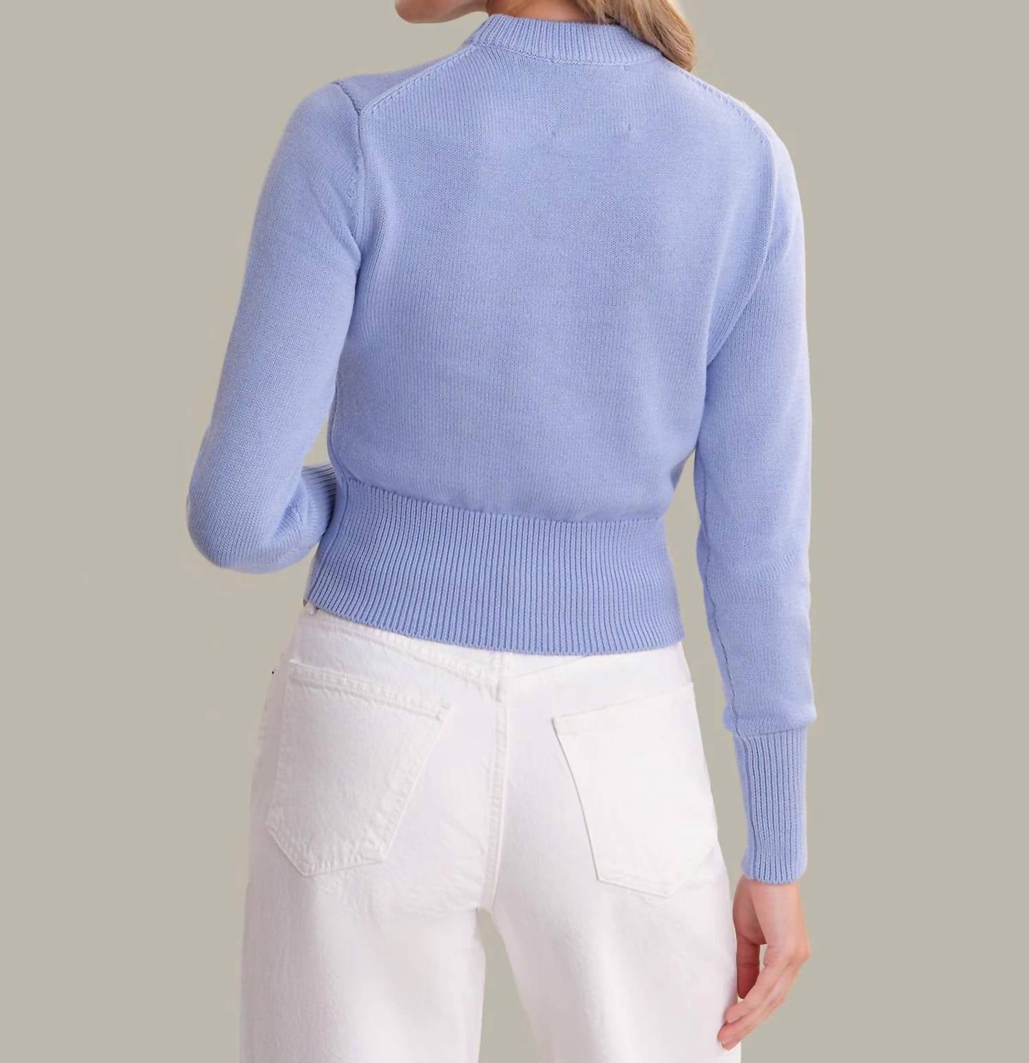 525 America Adeline Cotton Sweater in blue heron - women's sweater - detail view
