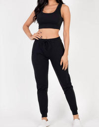 Capella - French Terry Cropped Tank Top & Joggers Set