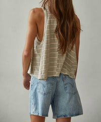 By Together - Knit Striped Round Neck Sleeveless Tank Top