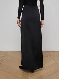 L'Agence Emmarie Maxi Wrap Skirt in black - women's skirt - detail view