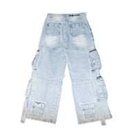 knotWTR Women's 10 Pocket Cargo Jeans in blue - women's jeans - detail view