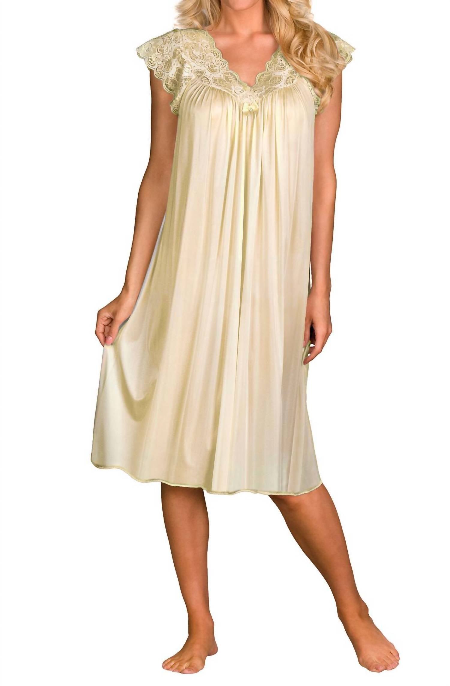 Shadowline Lingerie - Short Lace Cap Sleeve Nightgown