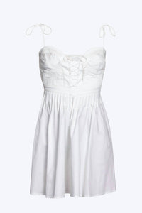 SIERRA LACE-UP OPEN-BACK POPLIN MINI DRESS