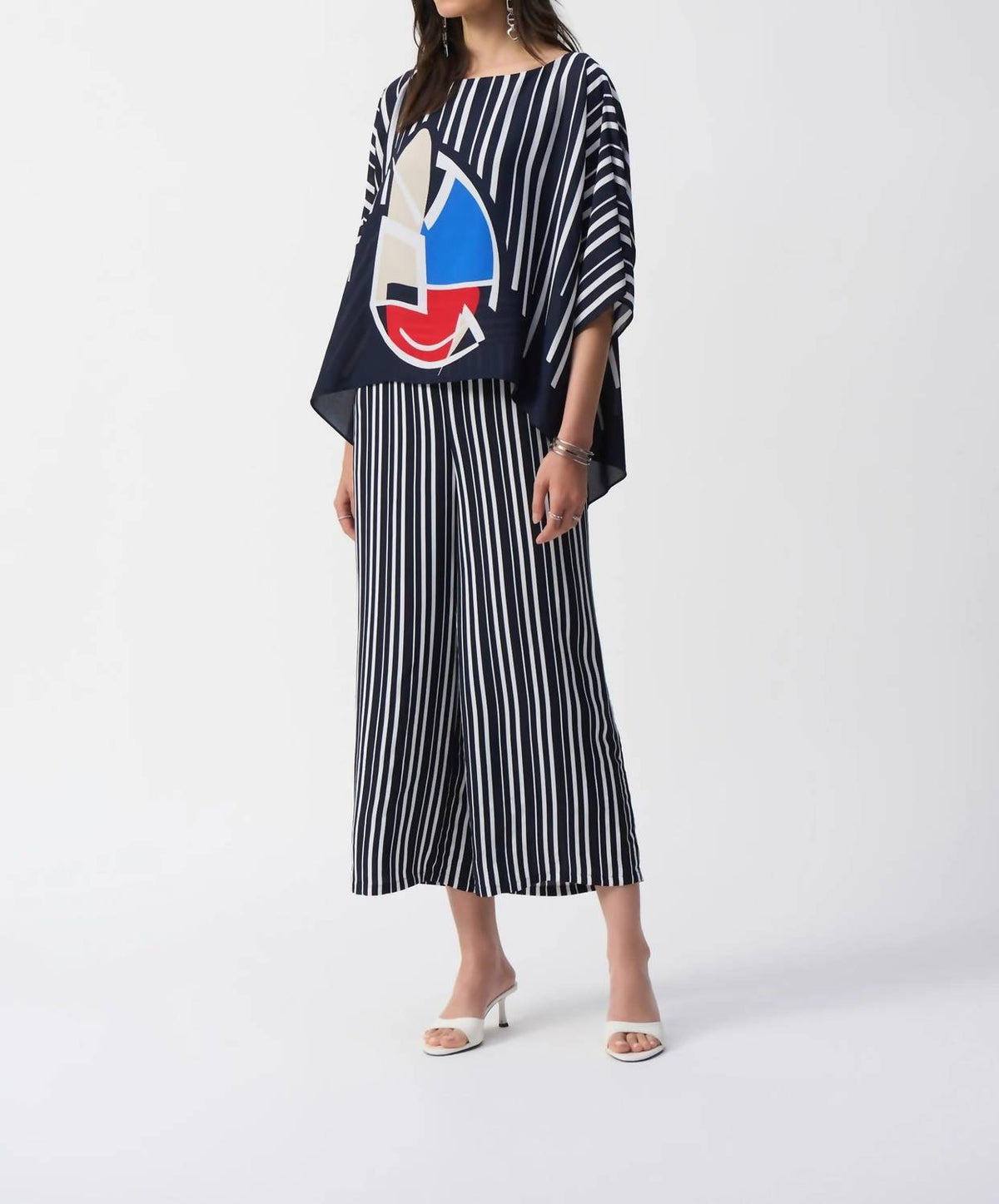 Joseph Ribkoff - Striped Abstract Poncho Top