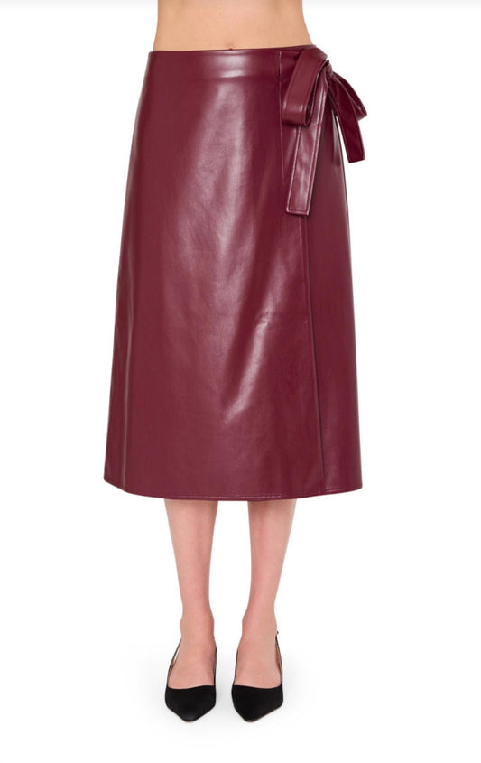Milly - Faux Leather Bow Maxi Skirt