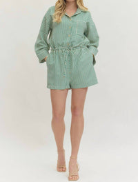 Entro - Storytelling Striped Long Sleeve Shorts Romper