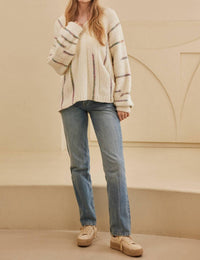 Mello Cloud Nine Knit Sweater in ivory - women's sweater - detail view