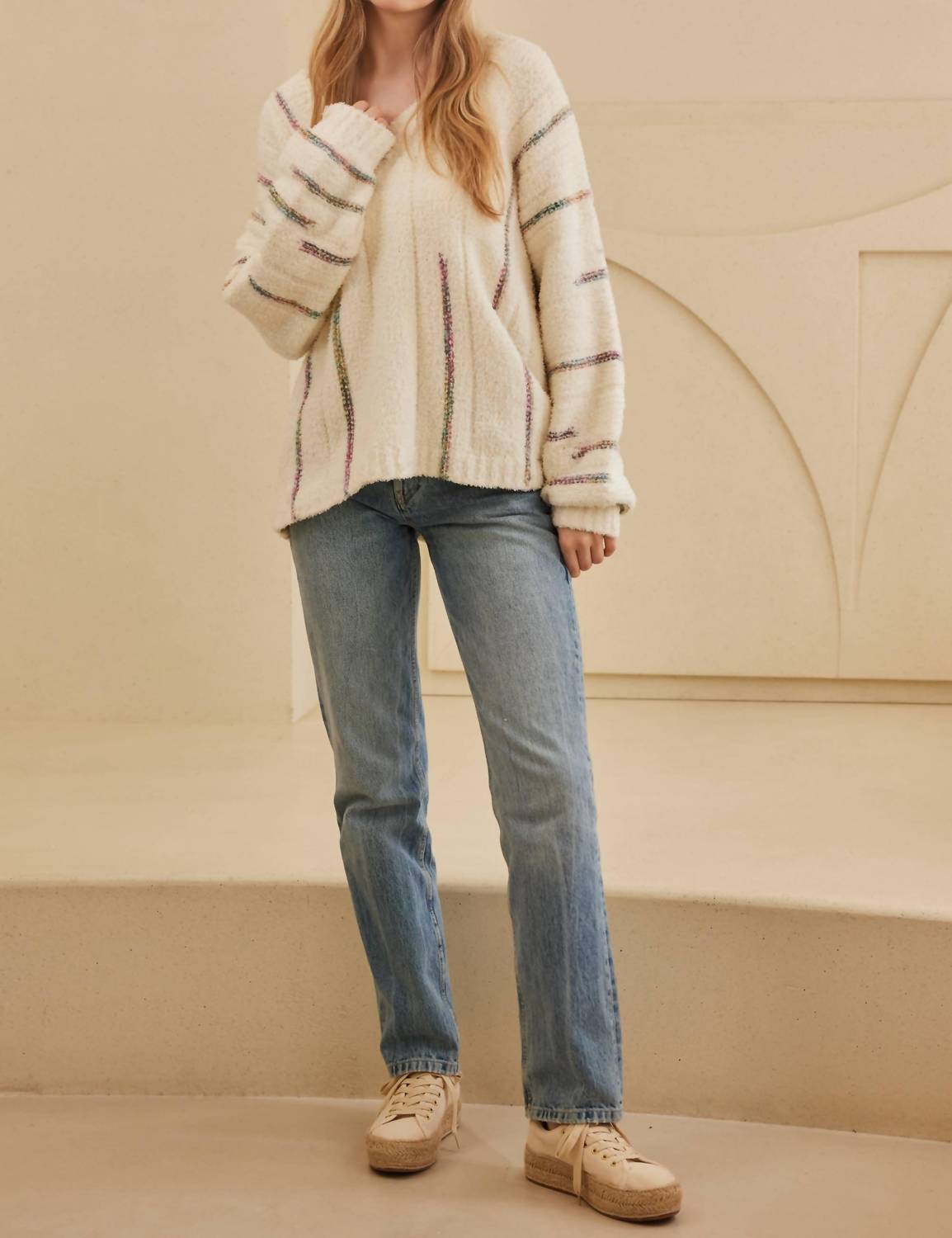 Mello Cloud Nine Knit Sweater in ivory - women's sweater - detail view