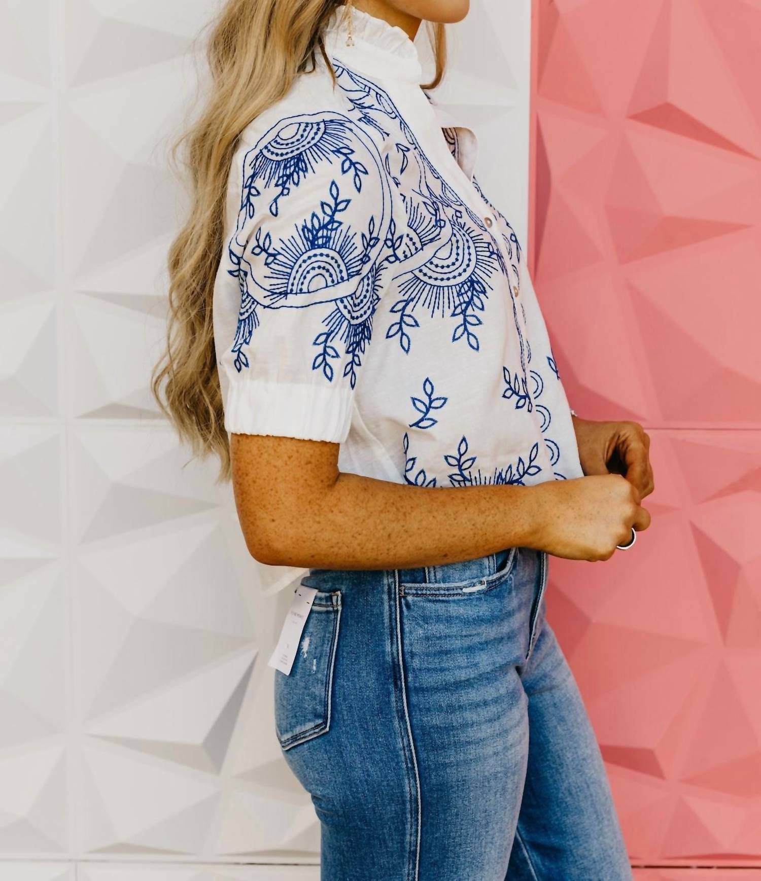 Thml - Short Sleeve Embroidered Top