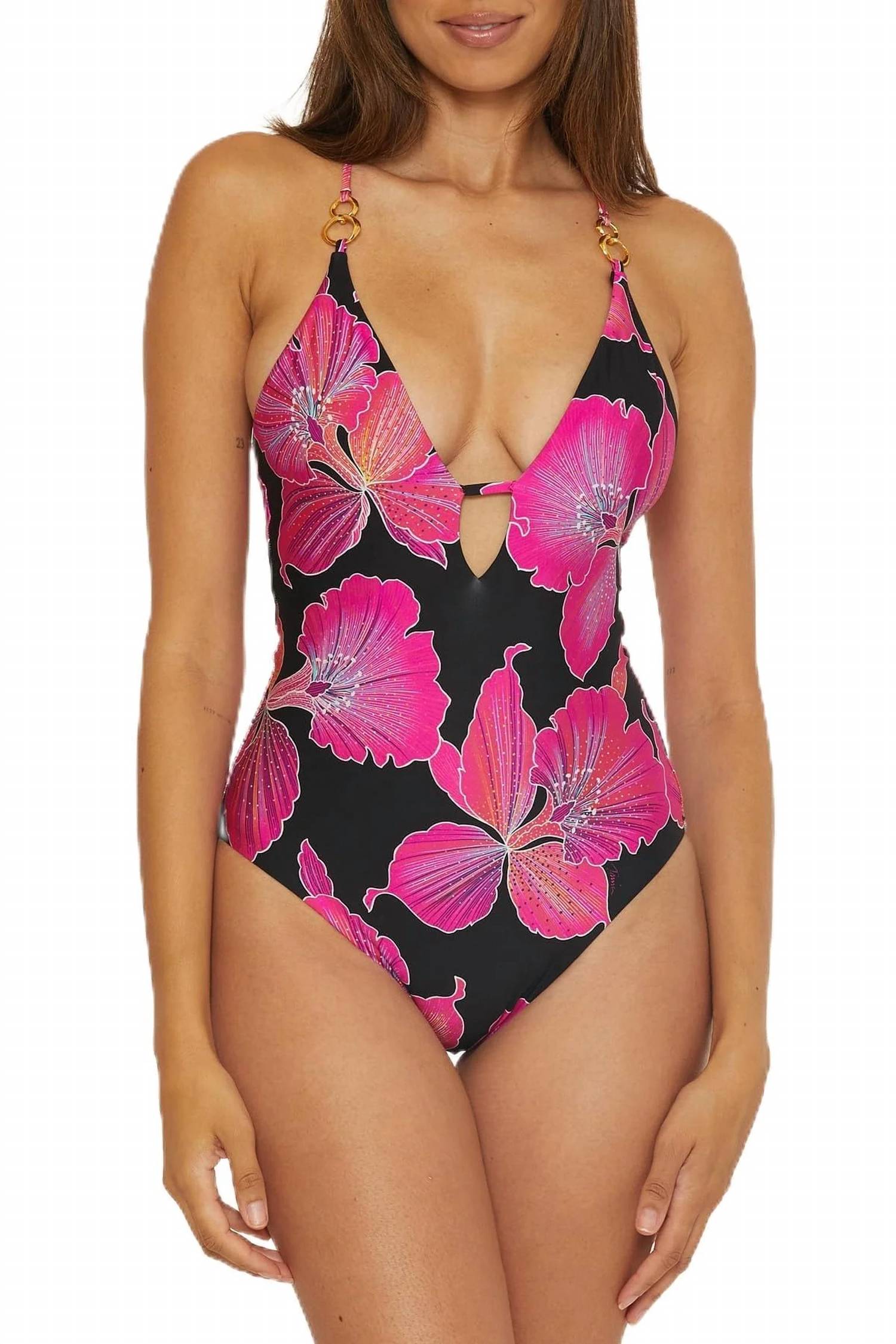 Trina Turk - Plunge Neck One Piece Swimsuit