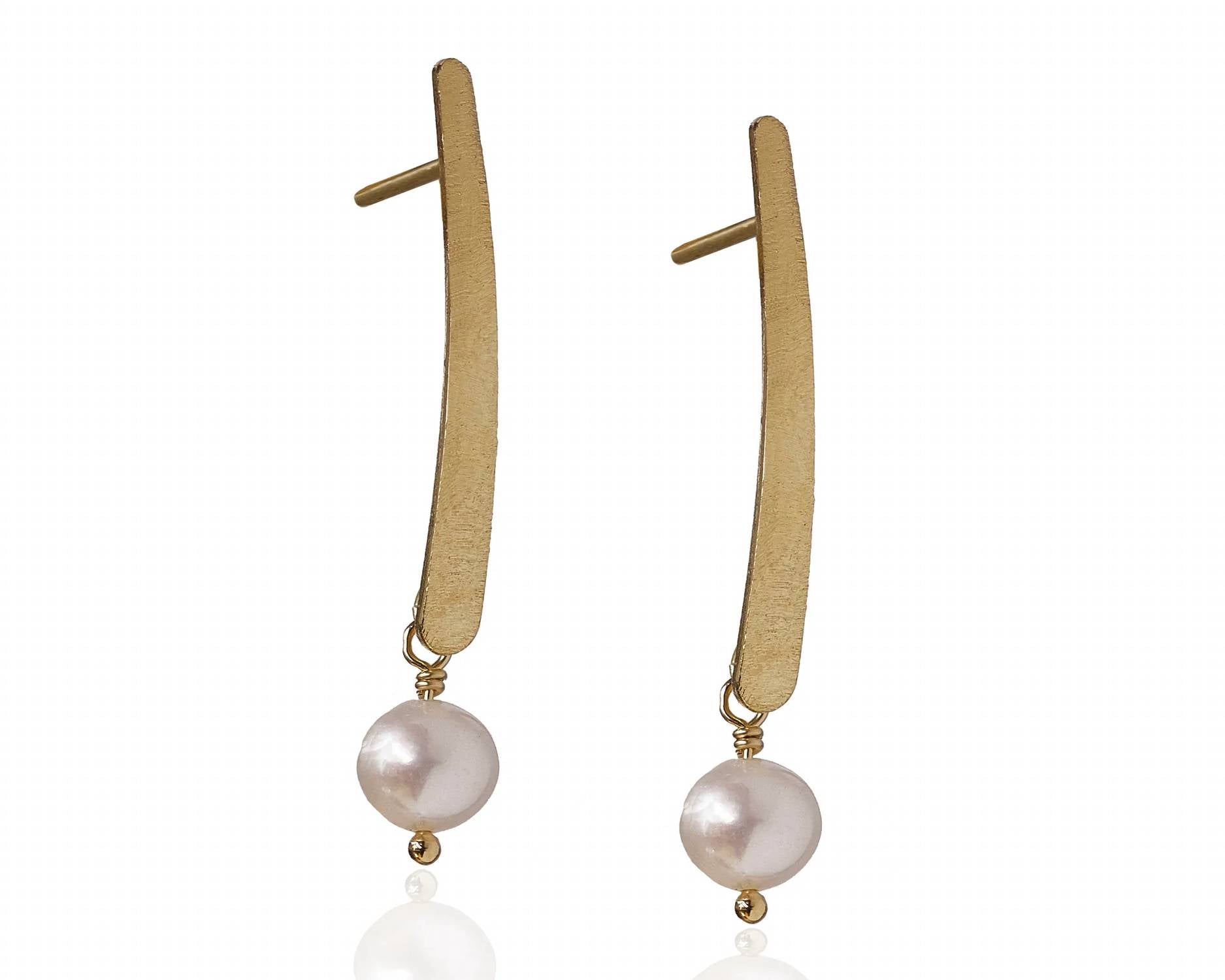 Abw Designs - Bar with Pearl Drop Earrings