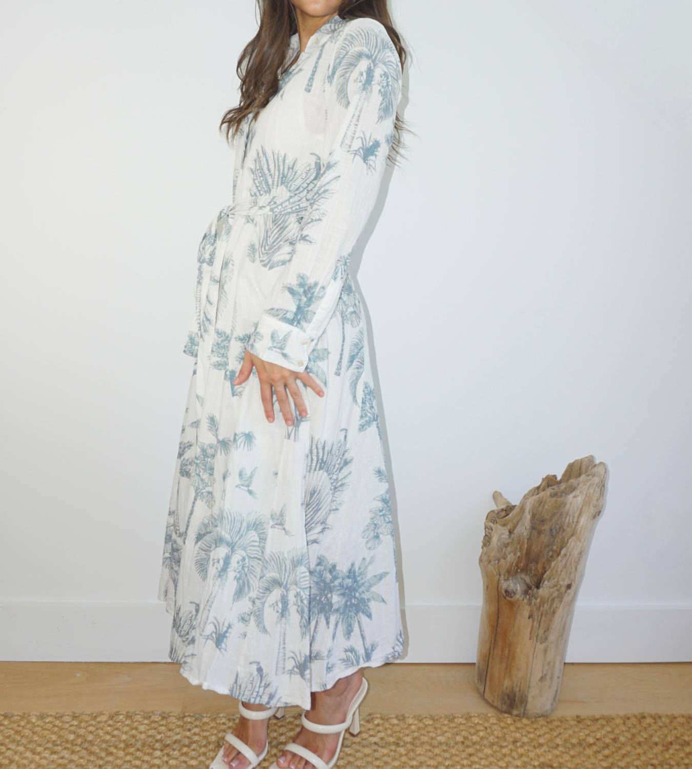 NIBI MTK Sierra Dress in faded teal palms - women's dress - view 8
