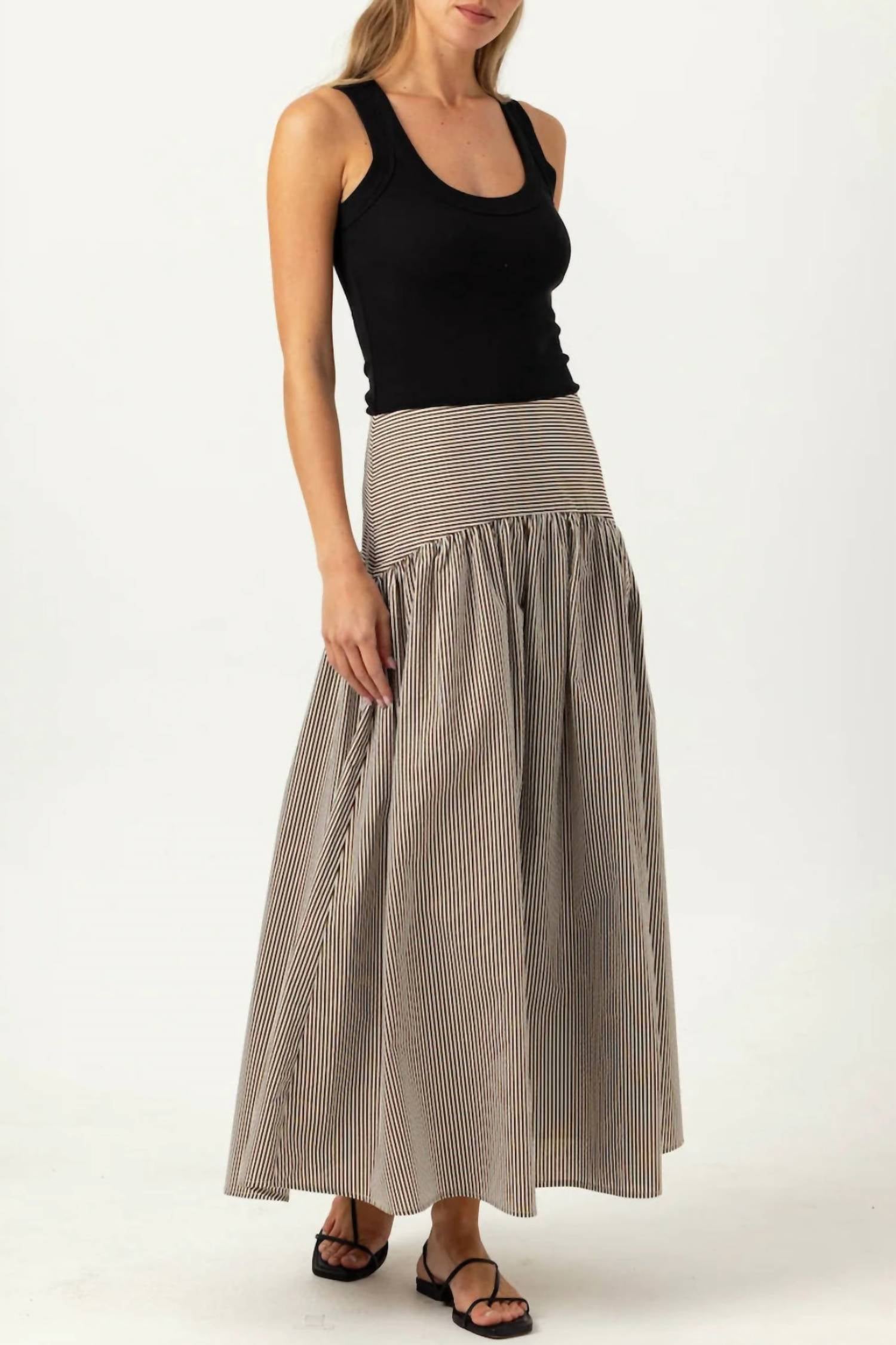 Celeste - Stripe Lurex Midi Skirt