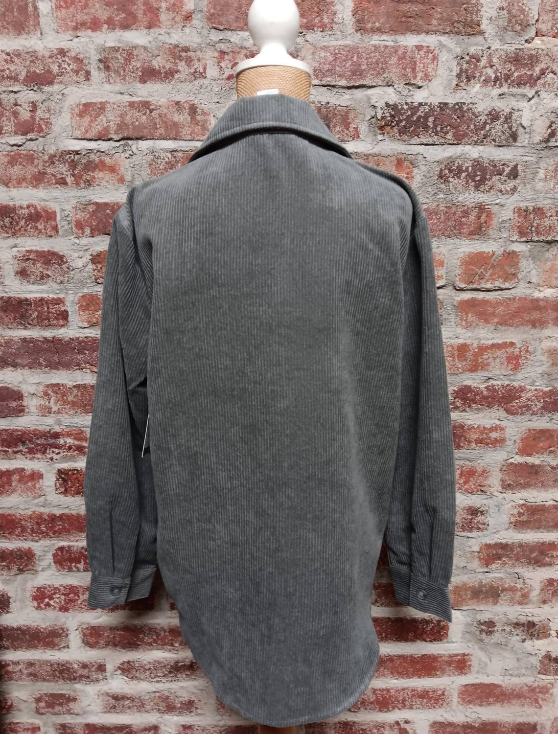 Multiples Women's Cuffed Long Sleeve Button Up Top in granite - women's shirt - detail view