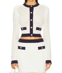 STEVE MADDEN Casette Button Down Cardigan in navy ivory - women's cardigan