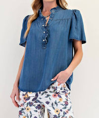 Easel - Mallory Chambray Top