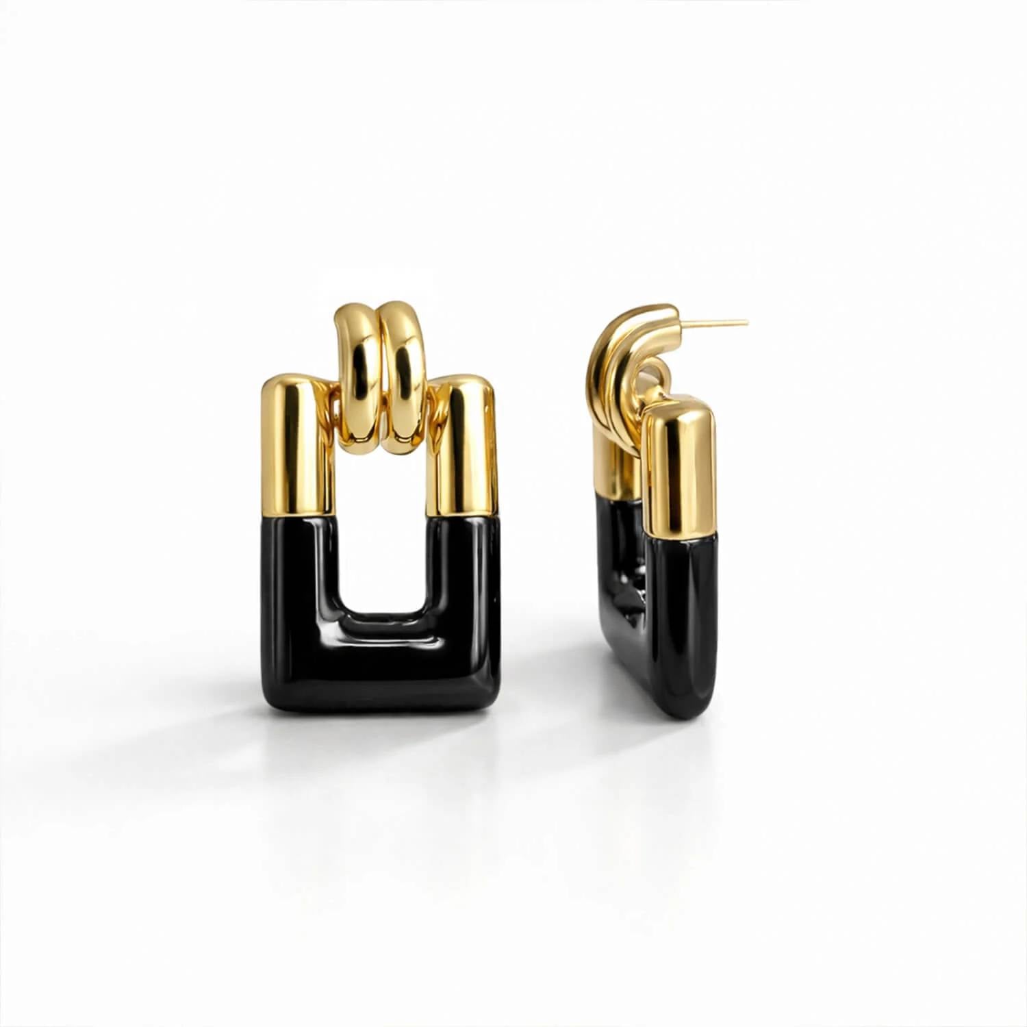 Gold & Honey - Women's Rectangle Door Knocker Earrings