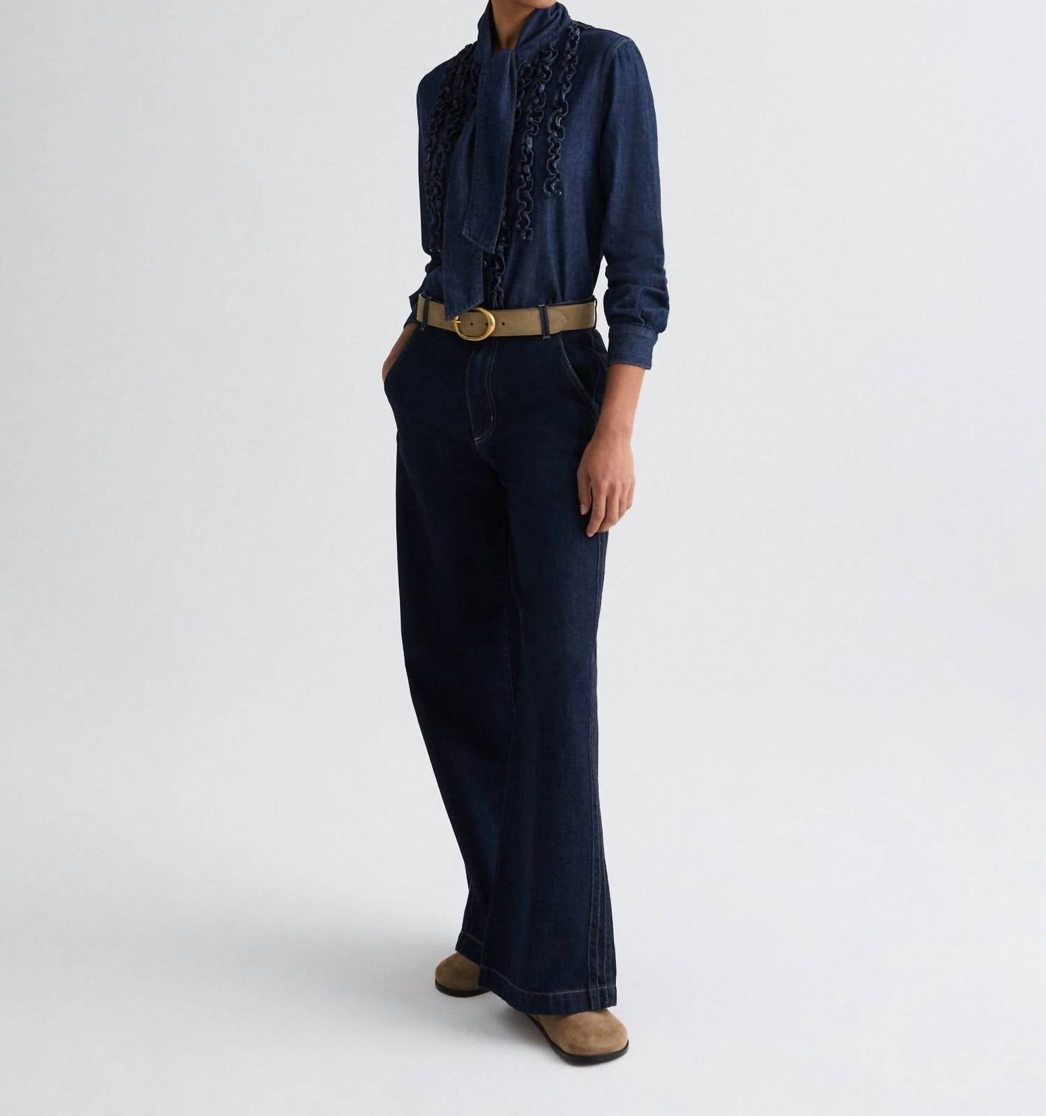 TWP Connor Shirt in indigo resin - women's blouse - alternate view