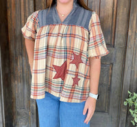 Layerz Clothing - Tinley Oh My Stars Plaid Top