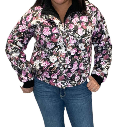 Saltwater Luxe - Quilted Floral Snap Front Bomber Jacket
