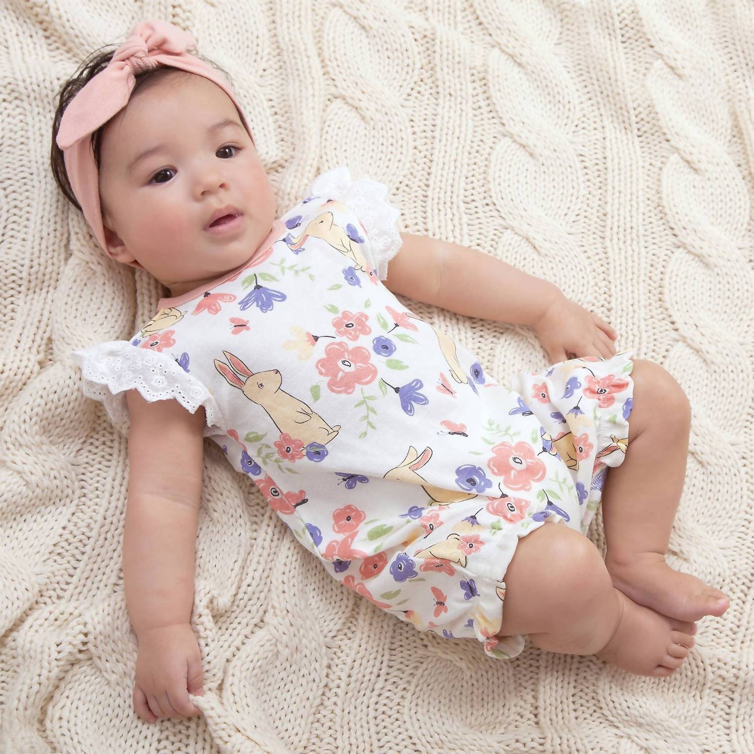 Tesa Babe "Lucy Bow" Headband for Baby Girls in coral - kids' accessory - alternate view