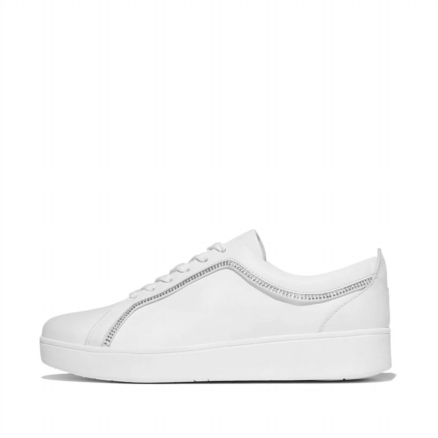 Fitflop - Women's Rally Crystal-trim Leather Sneakers