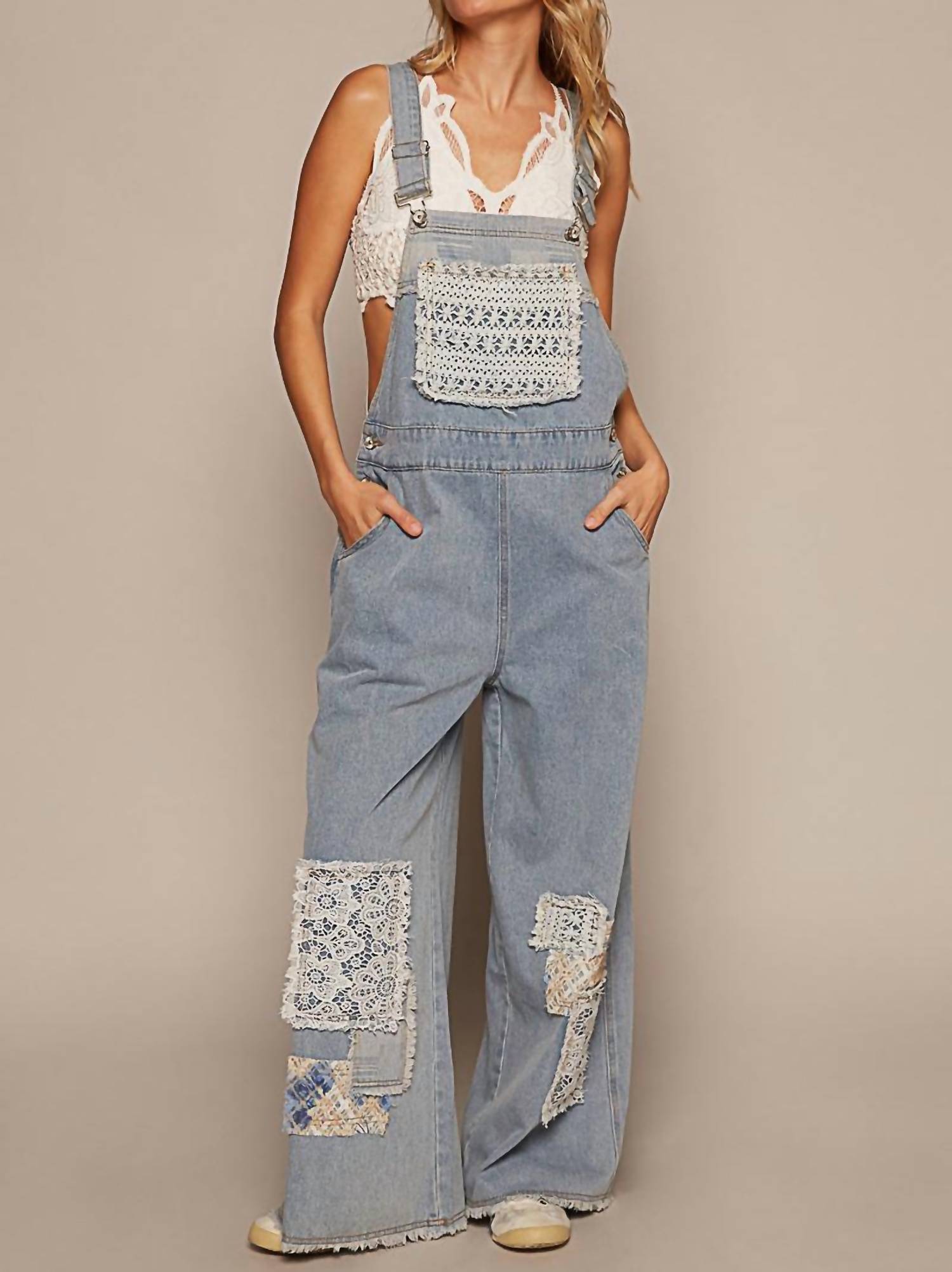 Pol - Denim Patch Overalls