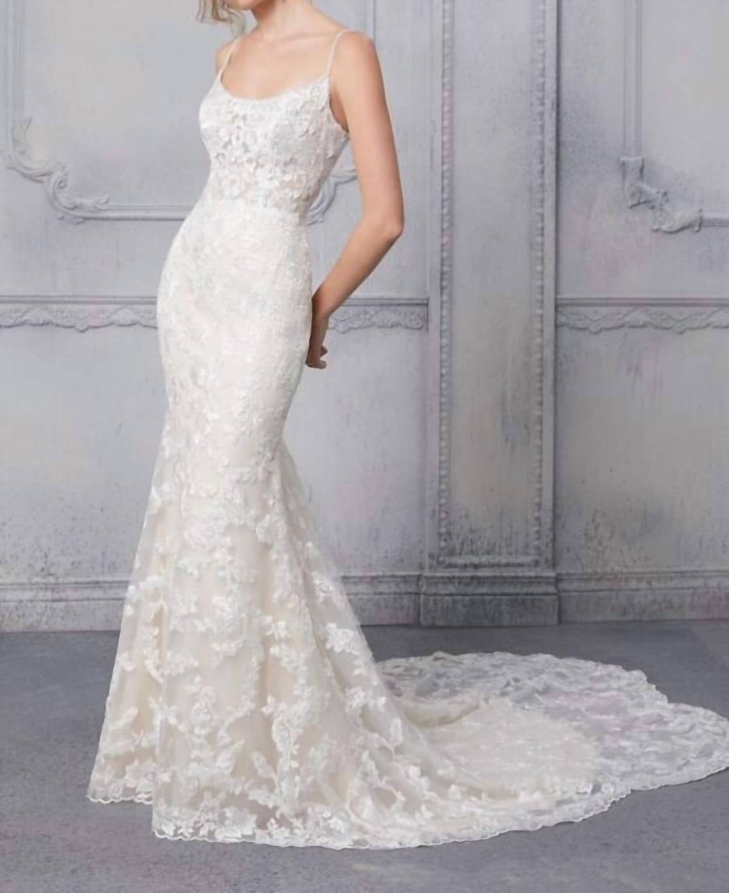 Morilee - Claudine Petal Train Scoop Neck Wedding Gown