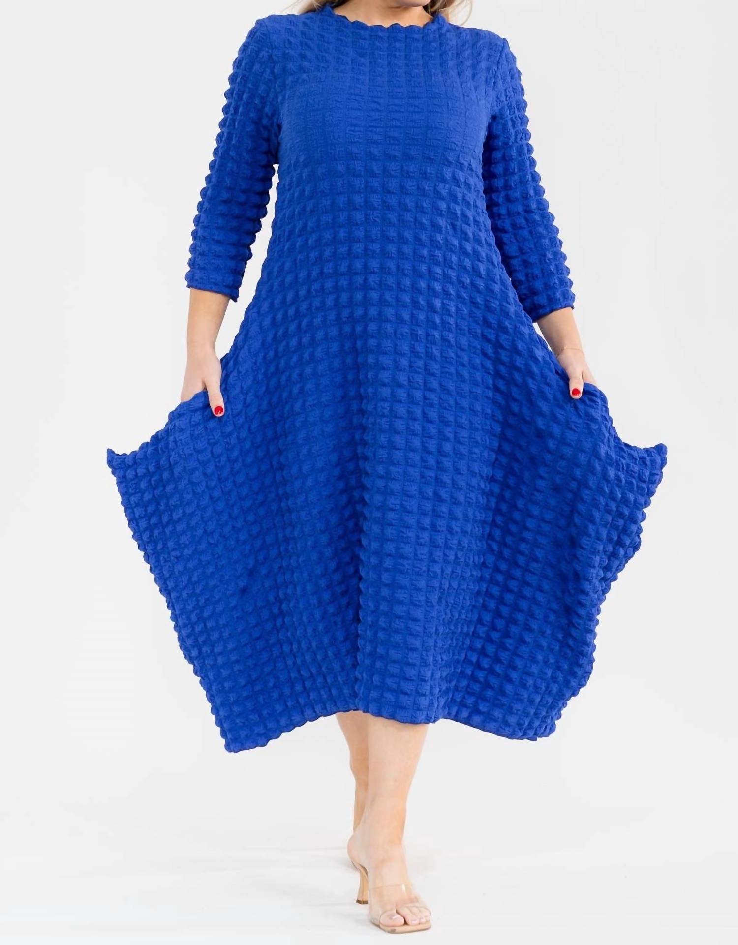 Karen T Design Bubble Popcorn Maxi Dress in blue - women's dress - view 6