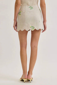Maude Club - Sophia Linen Scalloped Mini Skirt
