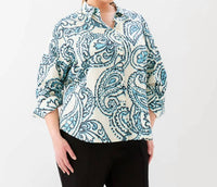 Karen Kane - Ruched Sleeve Button- Up Shirt - Plus