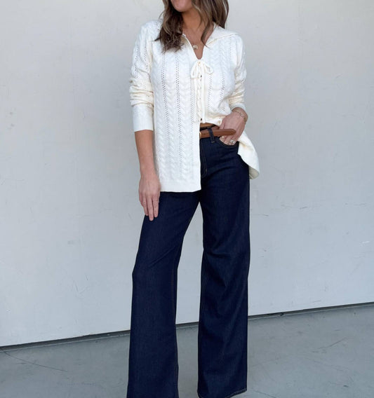 Cozy Co. - Cableknit Lace Up Sweater