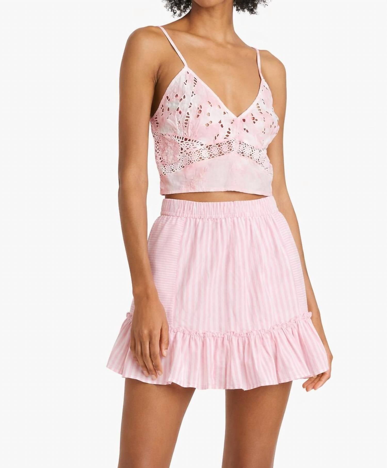 LoveShackFancy Mizu Crop Top And Geanie Skirt Set in pink - women's sleepwear