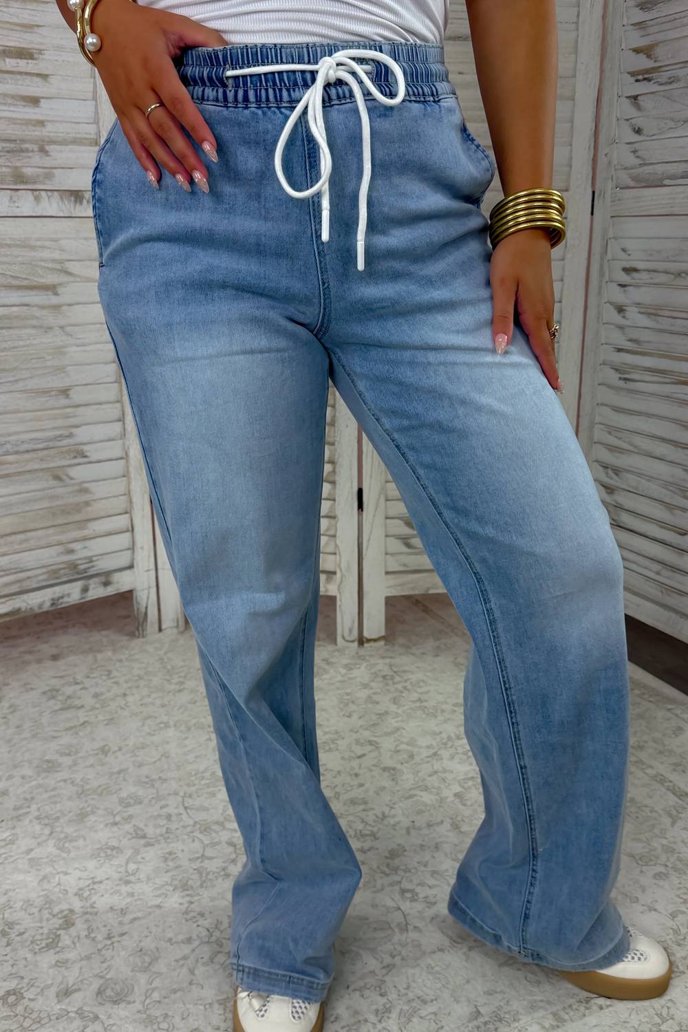 Mica Denim - Women's High Rise Drawstring Jeans