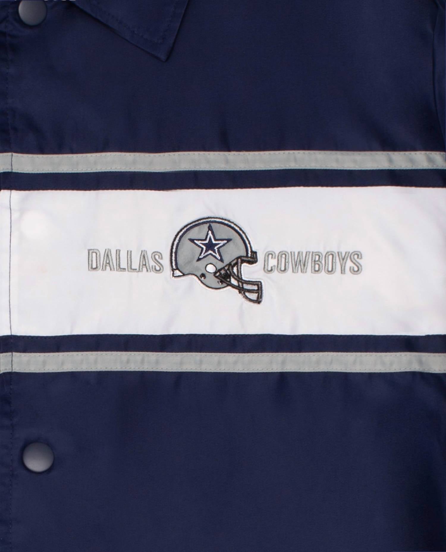 Starter - Men's Dallas Cowboys Snap-front Collared Chest Stripe Jacket