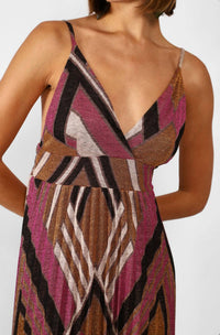 Dixie - Studio Long Pleated Geometric Design Dress