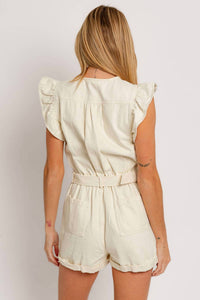 Le Lis - Belted Ruffle Sleeve Romper