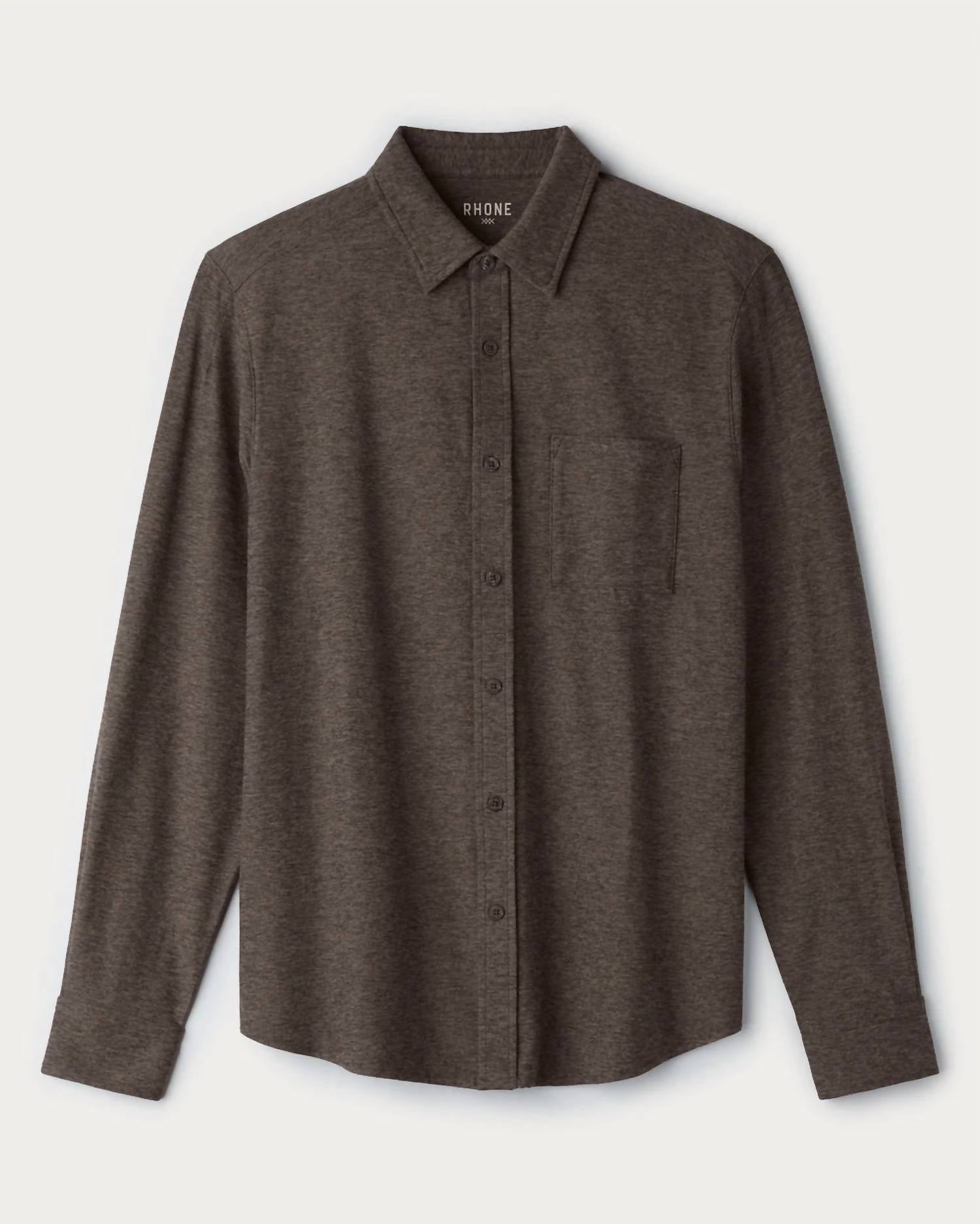 RHONE Wfh Button-down Shirt in cafe noir heather - men's shirt - view 5
